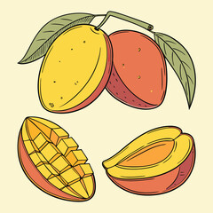 Seamless fruit vector illustration with isolated healthy food and fresh bakery icons