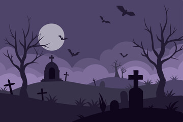 halloween background with cemetery