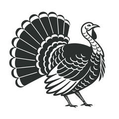 Fototapeta premium Turkey cock bird animal silhouette, wild turkey black silhouette vector art, thanksgiving turkey