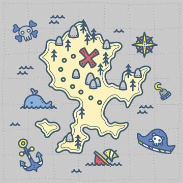 An exciting pirate map guiding kids on a quest for gold