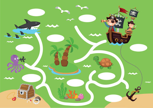 delightful pirate map leading children to hidden treasure