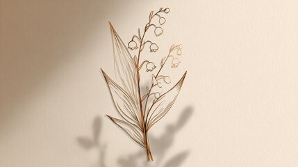 Obraz premium Minimalist aesthetic Lily of the Valley floral outline, elegant composition