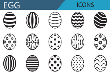 Set of Ornamental Egg Icons for Spring Celebrations