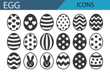 Icons Representing Easter Eggs with Various Patterns

