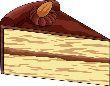 chocolate cake slice with almond on top clip art preview