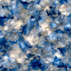 Celestial Stone: A mesmerizing close-up captures a seamless, intricate mosaic of blue and white crystalline formations. The natural stone showcases the captivating beauty and complexity of nature.