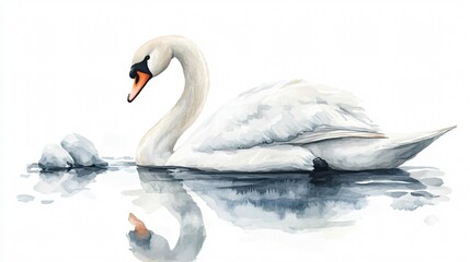 Obraz premium Elegant Watercolor Swan Bird - Hand-Painted Illustration for Artistic Projects