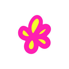 Kids drawing flower colorful illustration. Scribble flower isolated on white. Use scribble ink flower for decoration, Valentines day, love, wedding. Hand drawn, scribble flower with ink bold line.