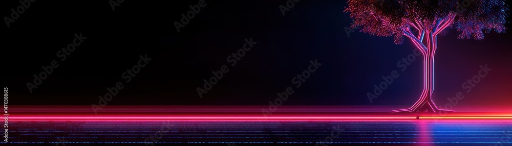 Poster An illuminated tree glows brightly against a dark gradient background