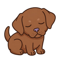 Obraz premium Adorable Brown Puppy Illustration Peaceful Dog Cartoon Art Sweet Canine Pet Design Perfect for Children's Books Websites and Cute Merchandise