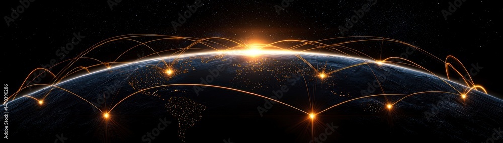 Aufkleber futuristic earth image showing global connections and interconnectedness visually