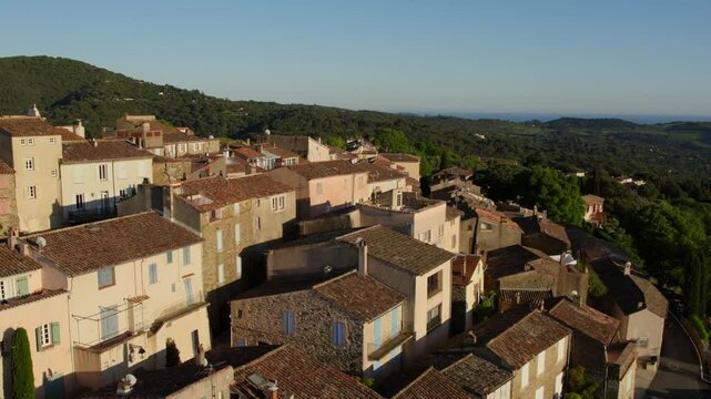 Aerial view of Gassin France at sunset in the French Riviera