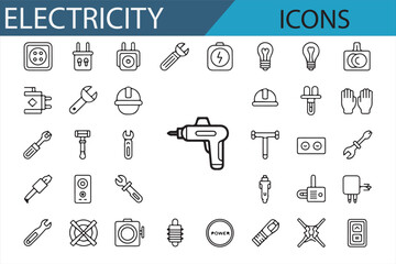 Electrical Safety and Power Supply Icon Set

