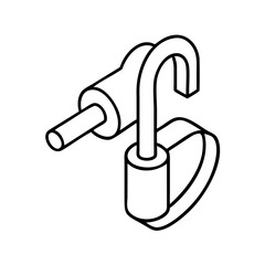 Vector outline padlock with shackle illustration for security and access control concepts, copy space