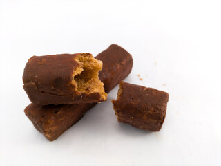chocolate snack on white background