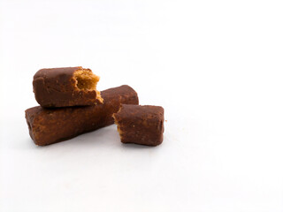 chocolate snack on white background