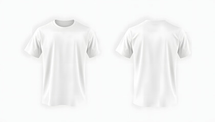 White T-Shirt front and back, Mockup template for design print, smooth light. White tone