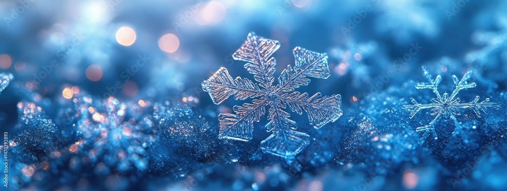 Poster close-up view of intricate snowflake details.