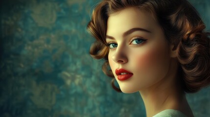 Fototapeta premium Vintage glamour portrait of a woman with styled hair