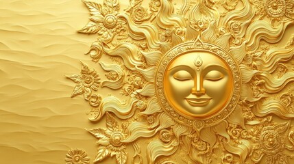 Golden Sun for Sinhala and Tamil New Year - Traditional Sinhala Aluth Avurudu Design with Cultural Festival Elements PNG