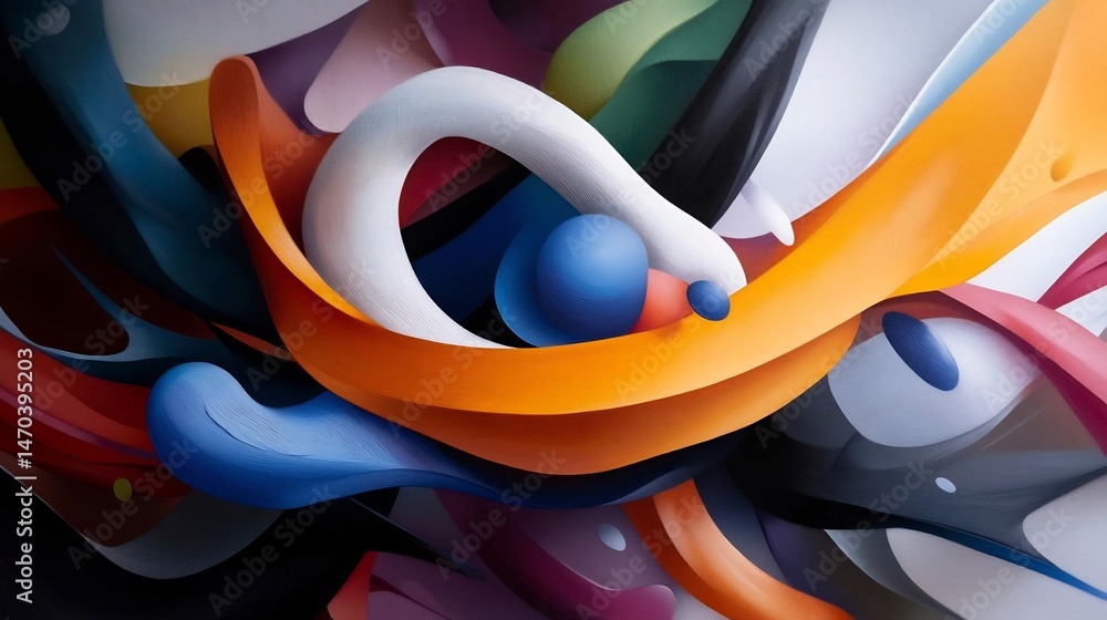 Poster dynamic interplay of abstract forms and vibrant colors in a modern design