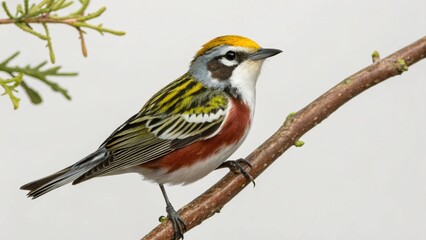 Fototapeta premium Chestnut-Sided Warbler on studio background 