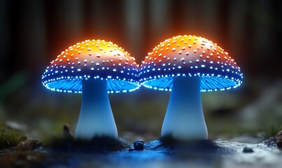 Fototapeta premium Illuminated Mushroom in Forest