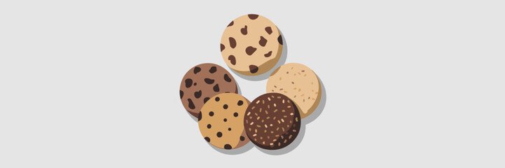 Vector illustration of cookie sheet featuring various cookie types arranged in a circle