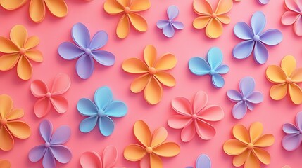 Pastel Flowers Pink Background.
