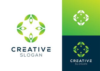 People with leaves or petals logo design