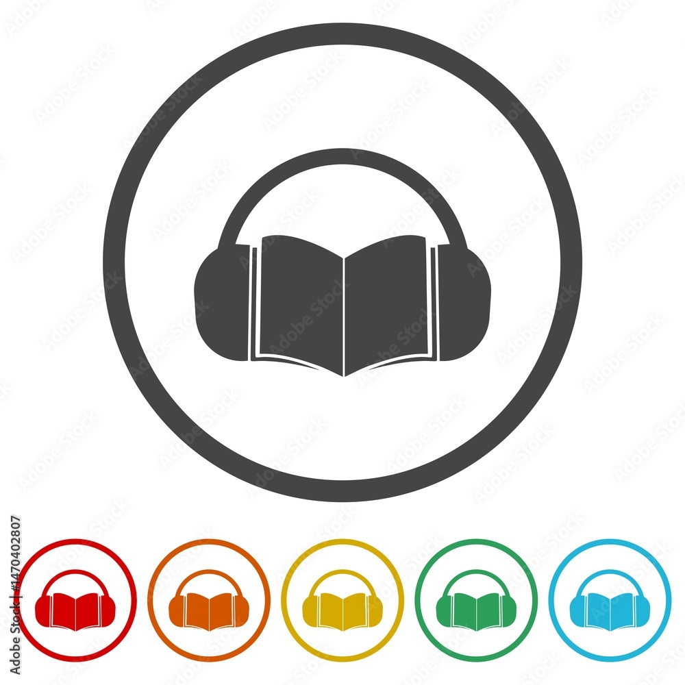Poster audio guide icon. set icons in color circle buttons