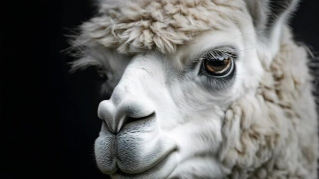 A close up of an alpaca