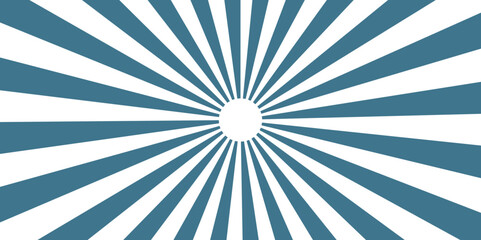 Fototapeta premium Radiating Stripes in Blue, and Ocean. Summer spiral seamless retro vintage burst sunrise vector wallpaper design. Party invitation, carnival circus ticket ray pattern, stripped vector background.