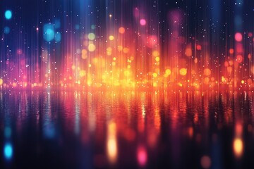 Obraz premium Vibrant digital lightscape reflecting on a surface.