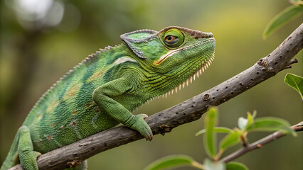 Fototapeta premium green lizard on a branch
