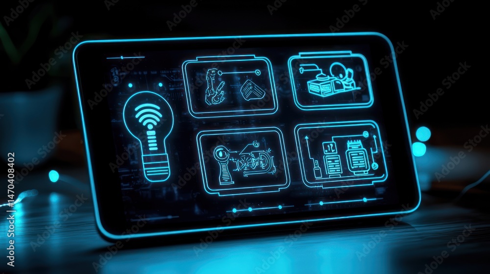 Poster A tablet displaying smart home automation and its user interface
