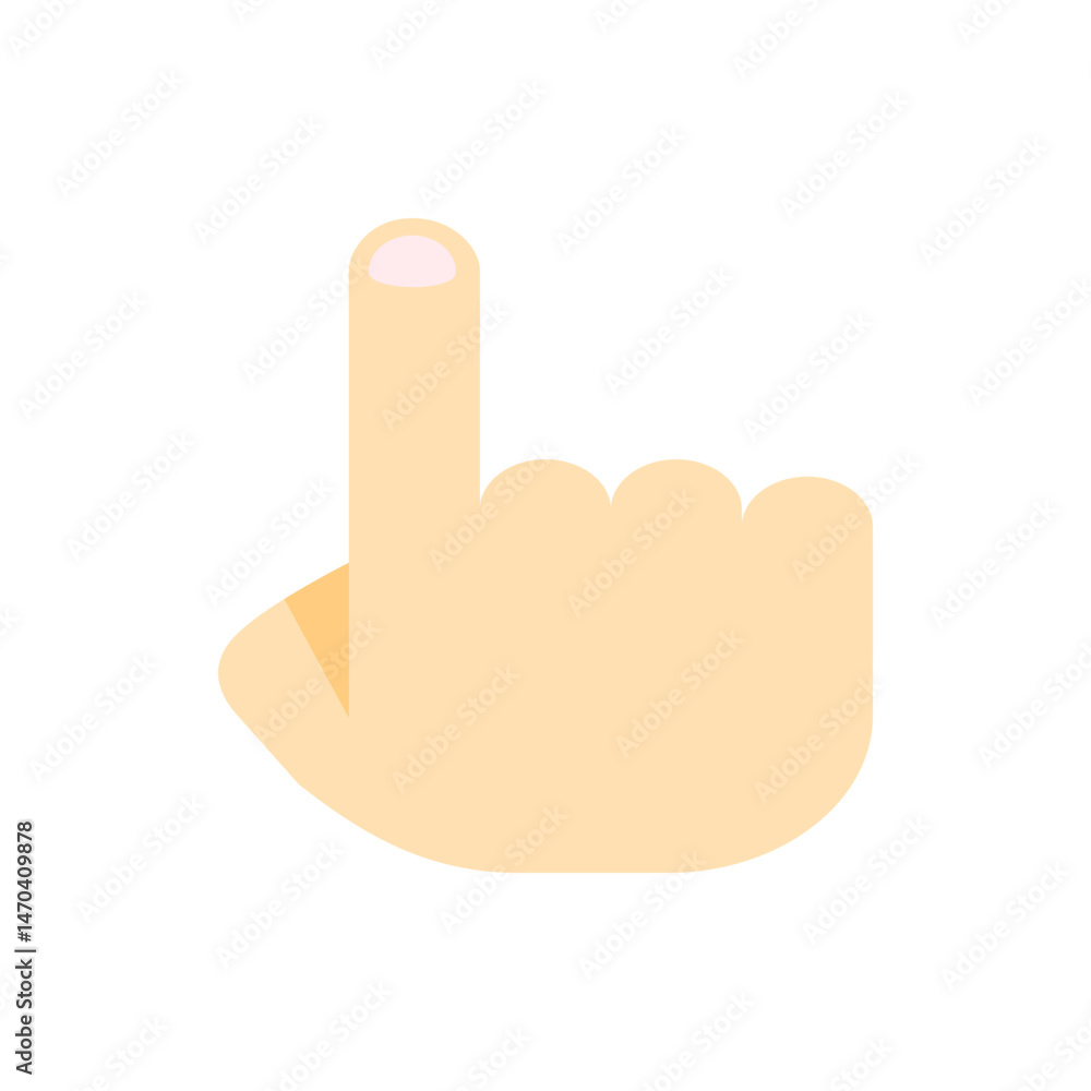 Poster illustration of a hand pointing upwards with the index finger extended on a white background image v