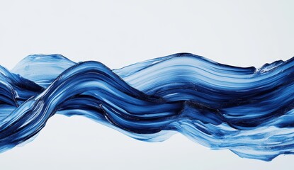 Fluid, abstract, blue paint strokes