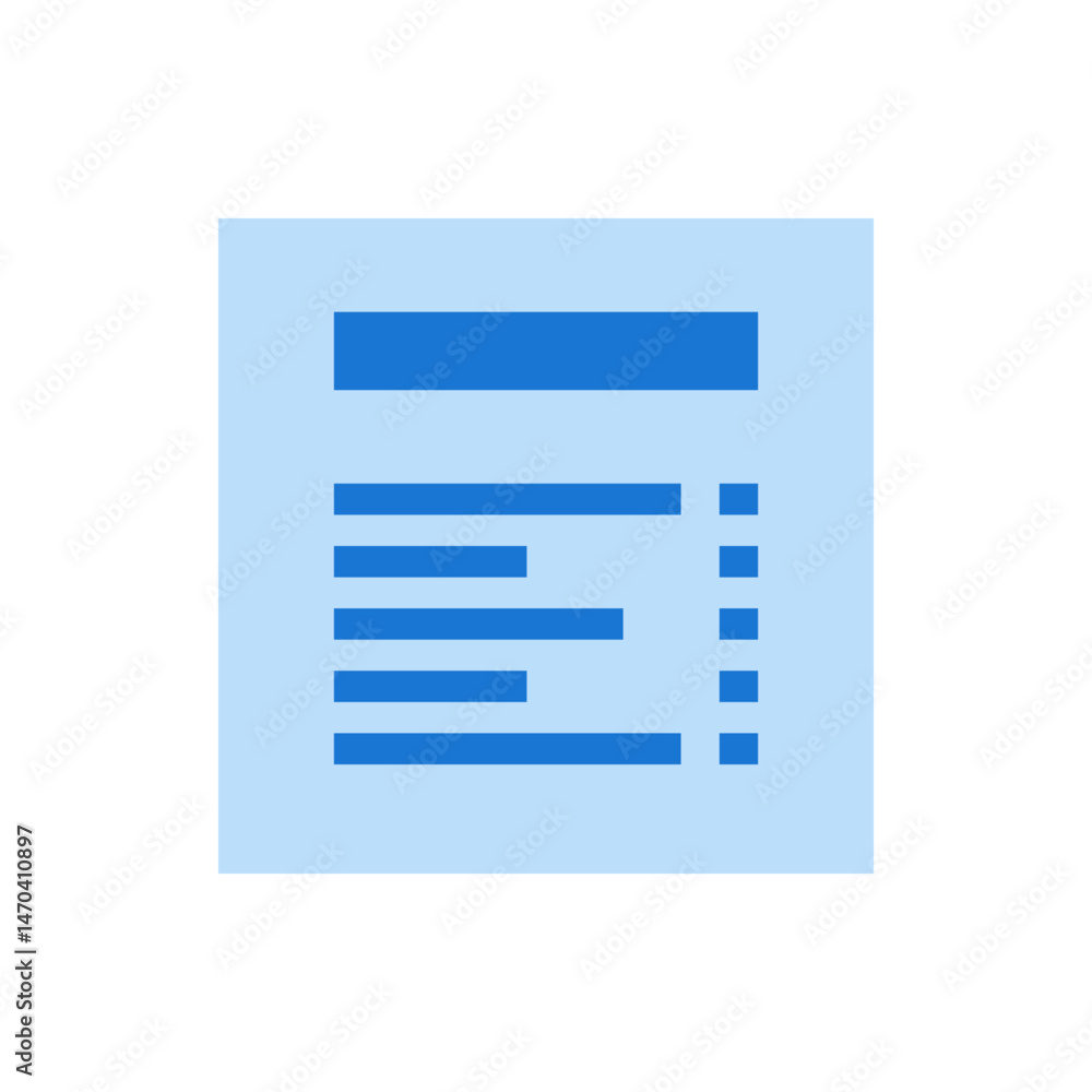 Poster blue document with header and list items with square bullets on a light blue background is displayed