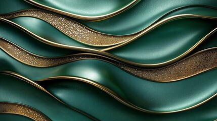 Abstract teal and gold wavy pattern