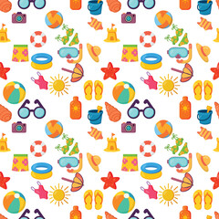 Bright summer vacation pattern repeat