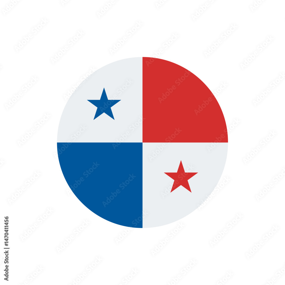 Aufkleber illustration of a panamanian flag design with a circular shape and star elements in red and blue col