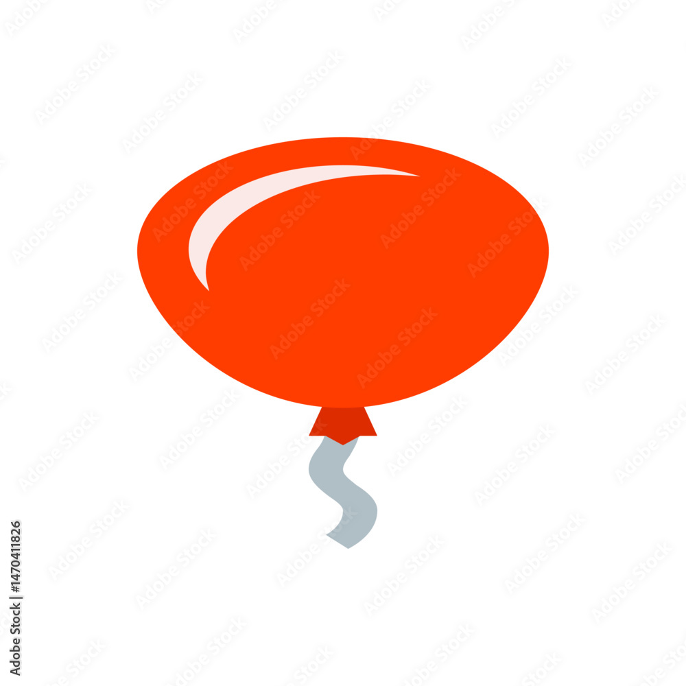 Poster an illustration of a single orange balloon with a white highlight and a gray curly string attached t