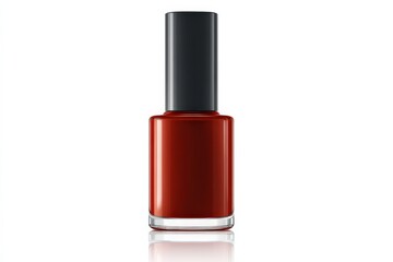 Rich red nail polish bottle with a black cap.