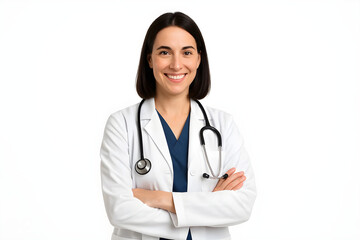 Smiling Doctor in White Coat On White Baground 
