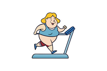 Cartoon of a Man Running on a Treadmill Vector Design for Fitness and Health
