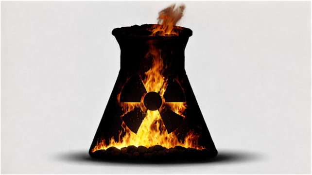 Nuclear Reactor Explosion with Radioactive Smoke: Caution, Energy Hazard, and Environmental Impact Warning
