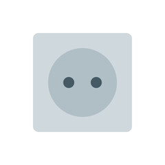 Illustration of a gray electrical outlet with two round holes on a square plate with rounded corners