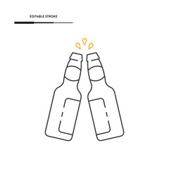 Cheers And Beer Bottles Icon Vector Design.