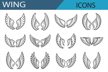 A Set of Wing Icons Perfect for Angel, Bird, and Flight-themed Designs